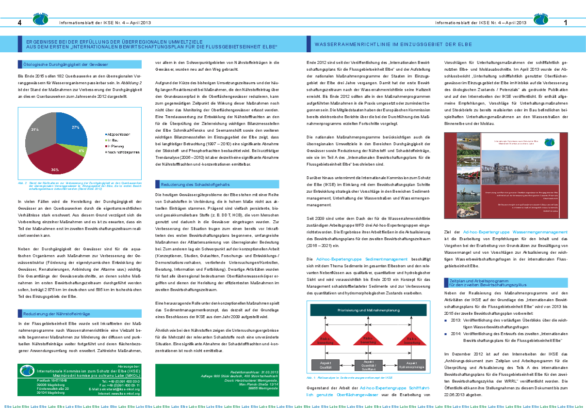 Wasserrahmenrichtlinie im Einzugsgebiet der Elbe – Informationsblatt Nr. 4, April 2013