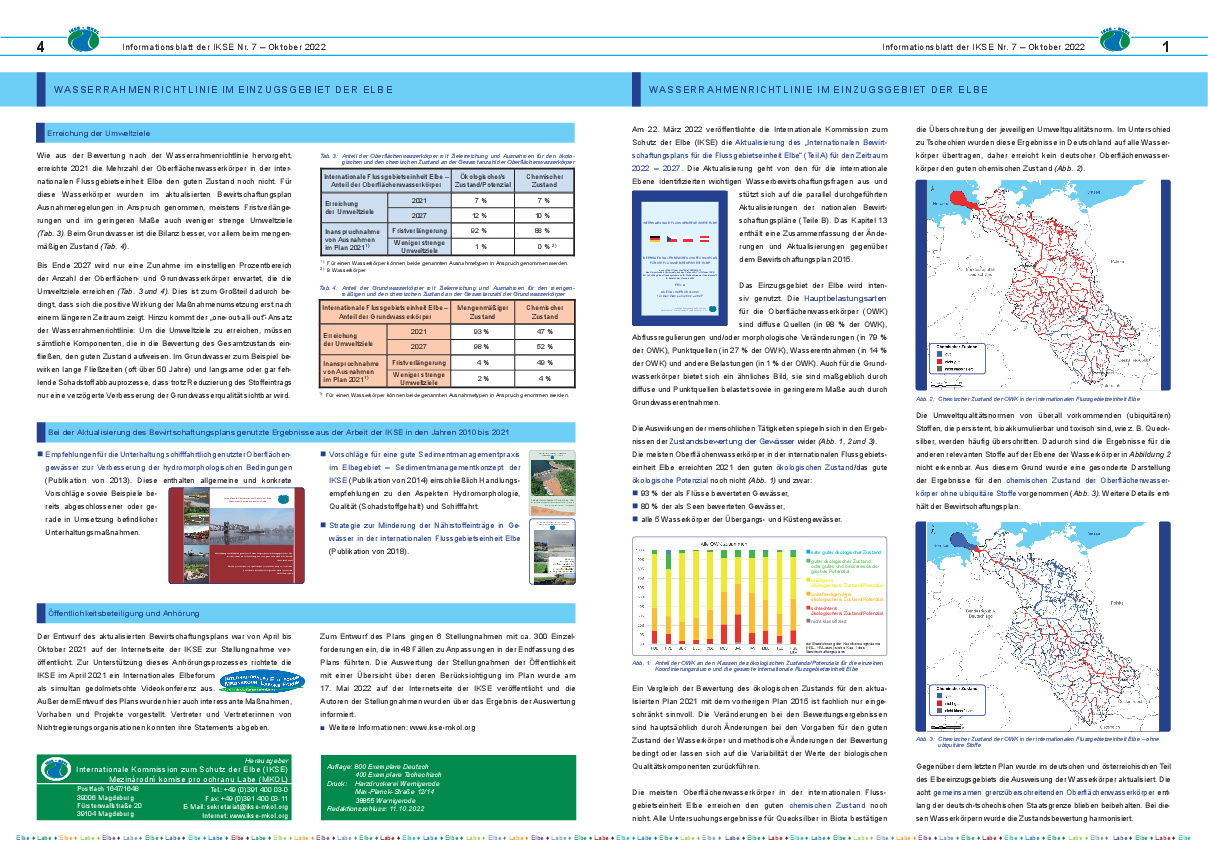 Wasserrahmenrichtlinie im Einzugsgebiet der Elbe – Informationsblatt Nr. 7, Oktober 2022