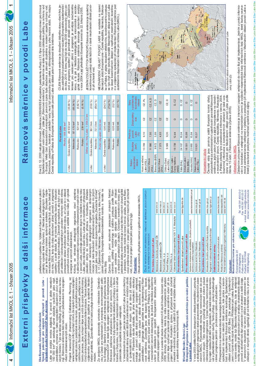 Rámcová směrnice o vodách v povodí Labe - Informační list č. 1, březen 2005
