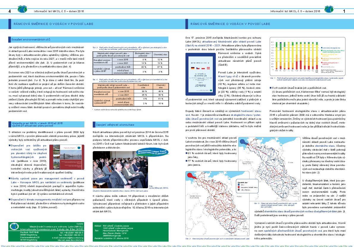 Rámcová směrnice o vodách v povodí Labe - Informační list č. 5, duben 2016