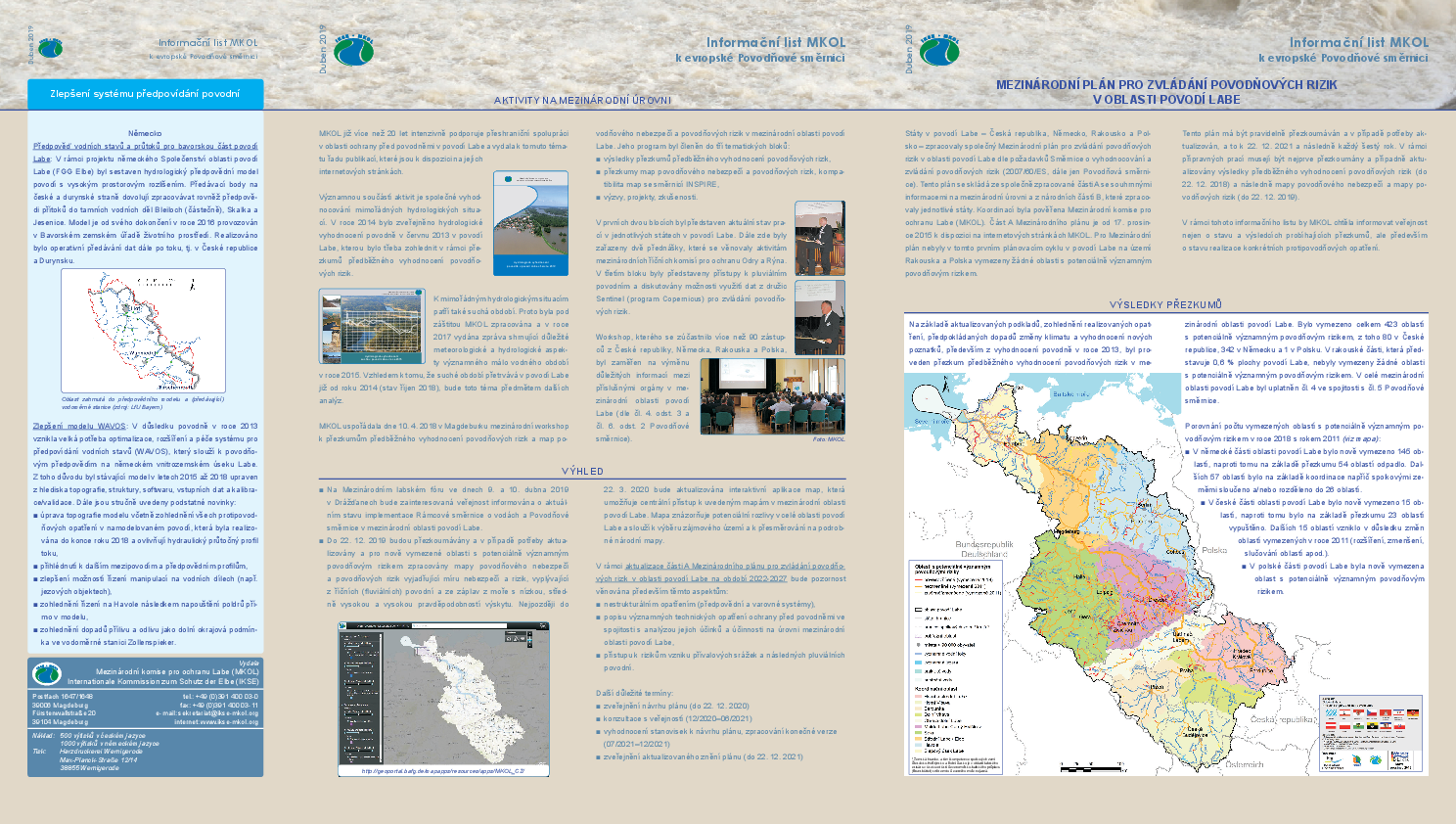 Informační list MKOL k evropské Povodňové směrnici - duben 2019, Mezinárodní plán pro zvládání povodňových rizik v oblasti povodí Labe