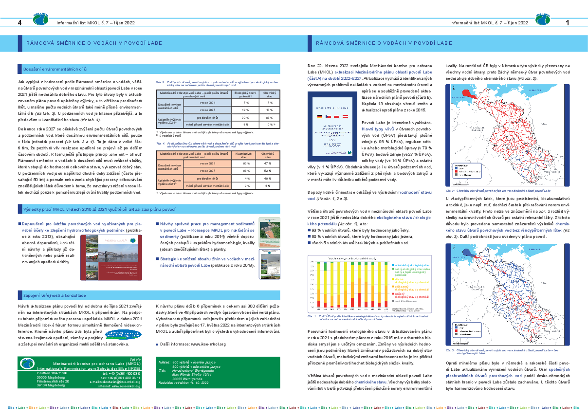 Rámcová směrnice o vodách v povodí Labe - Informační list č. 7, říjen 2022