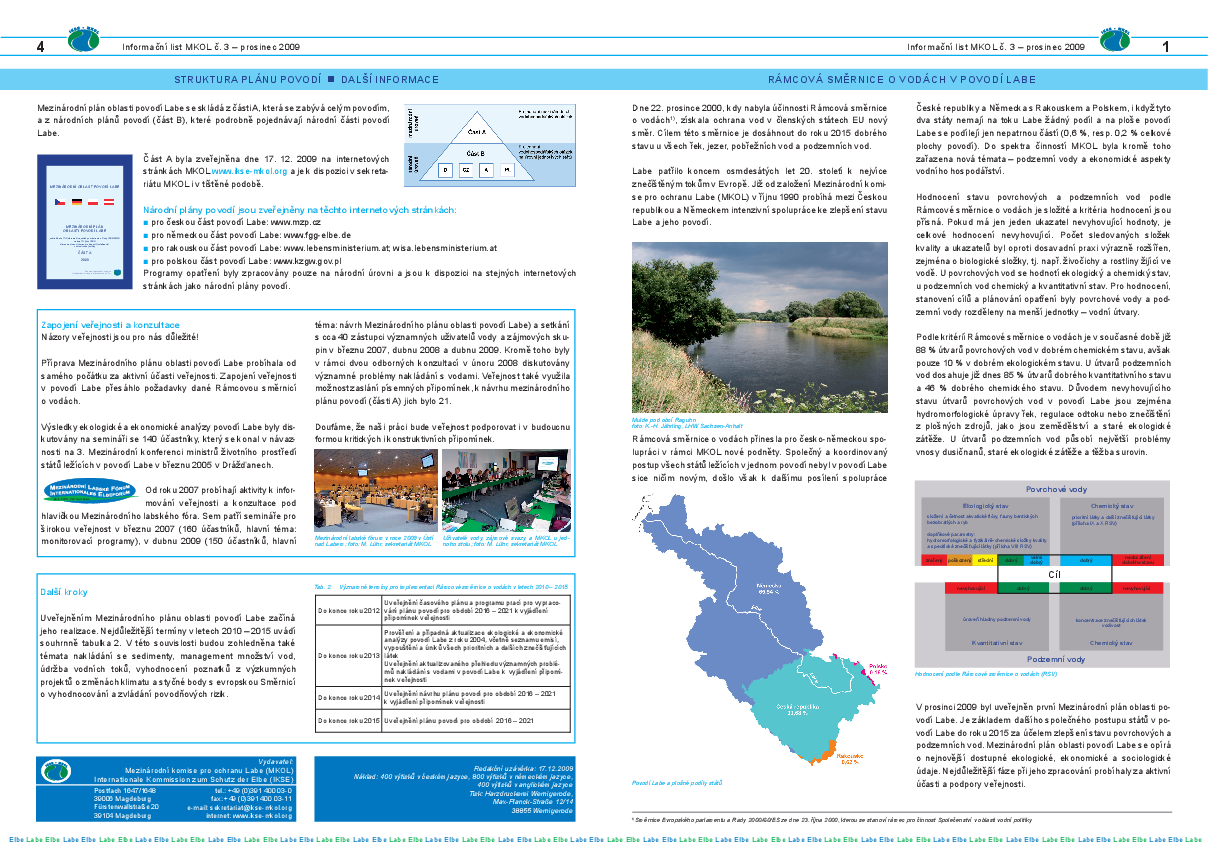 Rámcová směrnice o vodách v povodí Labe - Informační list č. 3, prosinec 2009