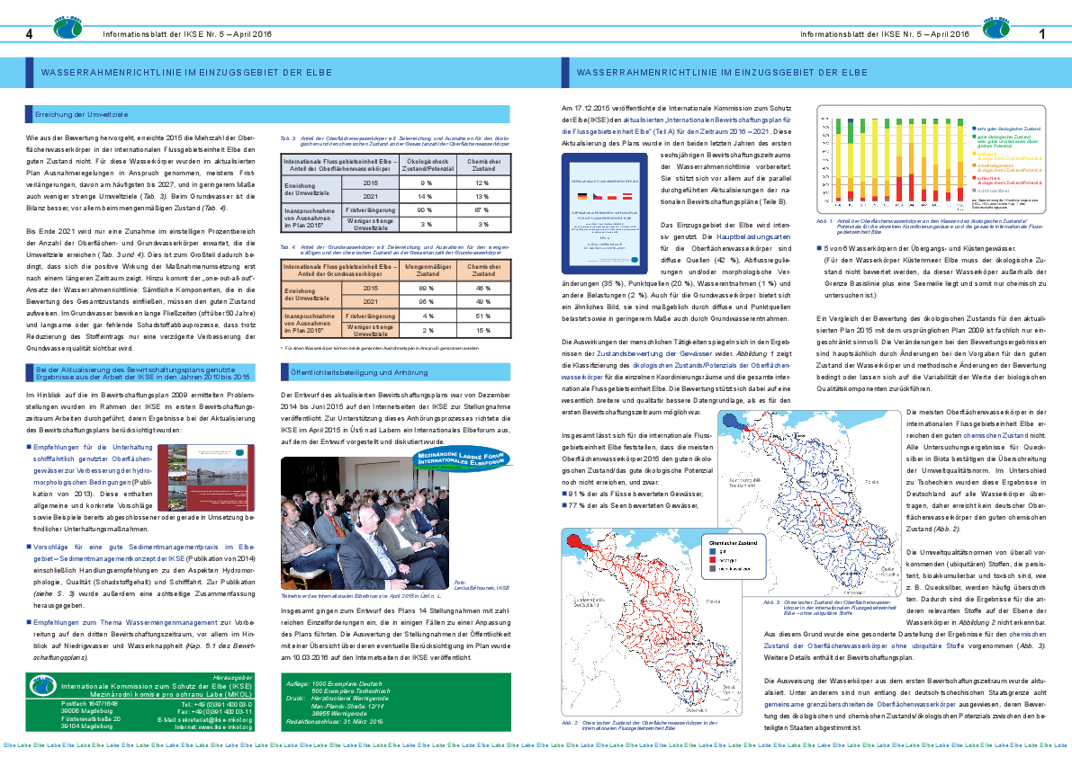 Wasserrahmenrichtlinie im Einzugsgebiet der Elbe – Informationsblatt Nr. 5, April 2016