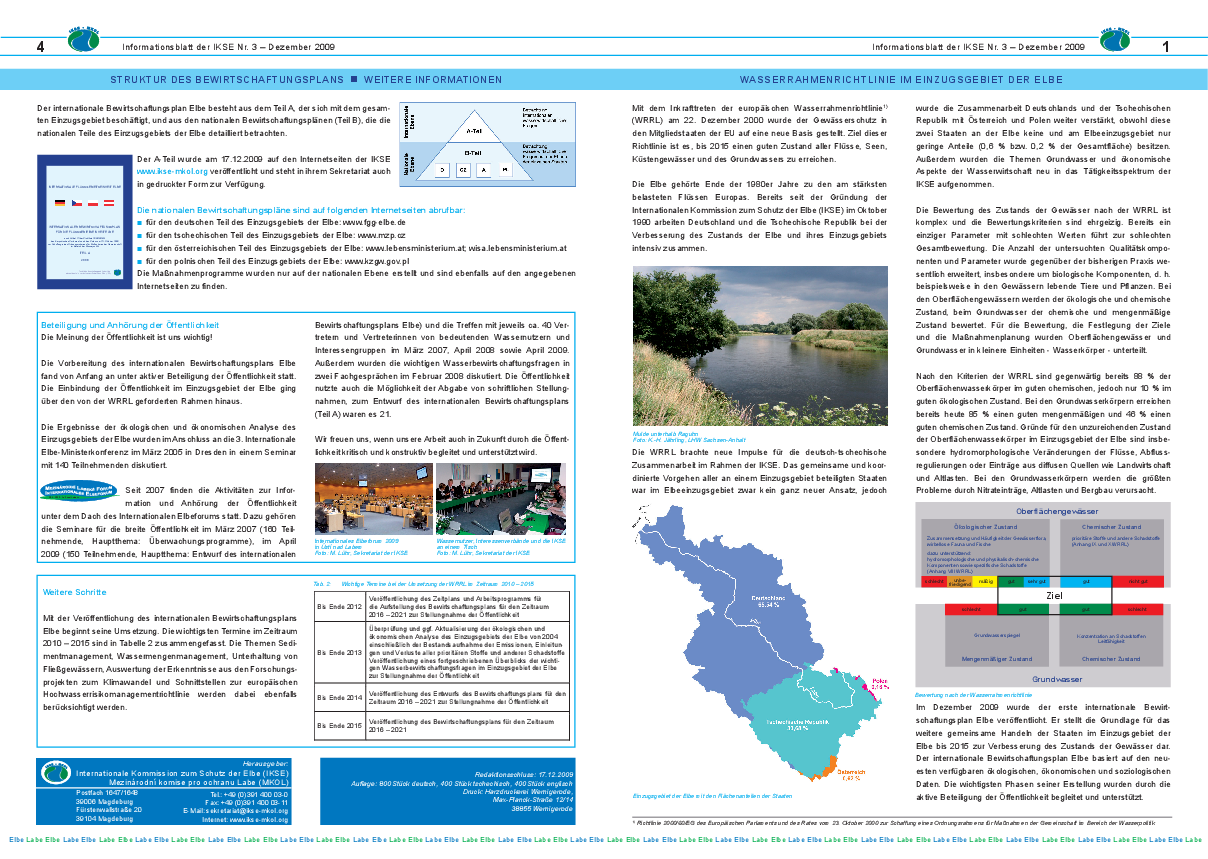 Wasserrahmenrichtlinie im Einzugsgebiet der Elbe – Informationsblatt Nr. 3, Dezember 2009